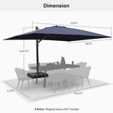 PURPLE LEAF Outdoor Sun Heavy Duty Large Cantilever Umbrella with Base