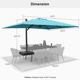 PURPLE LEAF Outdoor Sun Heavy Duty Large Cantilever Umbrella with Base