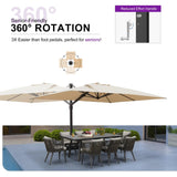 PURPLE LEAF Outdoor Sun Heavy Duty Large Cantilever Umbrella with Base