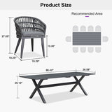 PURPLE LEAF Modern Outdoor Dining Table with 6/8/10 Seats, All-Weather Aluminum Table and Rattan Chairs with Cushions, Champagne