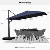 PURPLE LEAF Outdoor Sun Heavy Duty Large Cantilever Umbrella with Base