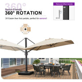 PURPLE LEAF Outdoor Sun Heavy Duty Large Cantilever Umbrella with Base