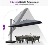 PURPLE LEAF Outdoor Sun Heavy Duty Large Cantilever Umbrella with Base