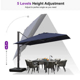 PURPLE LEAF Outdoor Sun Heavy Duty Large Cantilever Umbrella with Base