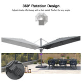PURPLE LEAF UV Resistant Patio Umbrella with Base, Left-Right Tilt & 360° Swivel