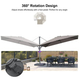 PURPLE LEAF UV Resistant Patio Umbrella with Base, Left-Right Tilt & 360° Swivel