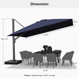 PURPLE LEAF Outdoor Sun Heavy Duty Large Cantilever Umbrella with Base