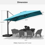 PURPLE LEAF Outdoor Sun Heavy Duty Large Cantilever Umbrella with Base