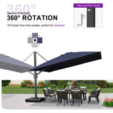 PURPLE LEAF Outdoor Sun Heavy Duty Large Cantilever Umbrella with Base