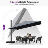 PURPLE LEAF Outdoor Sun Heavy Duty Large Cantilever Umbrella with Base