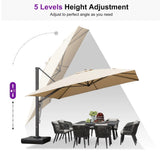 PURPLE LEAF Outdoor Sun Heavy Duty Large Cantilever Umbrella with Base