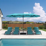 PURPLE LEAF Table Umbrella Double Sided Rectangular Patio Market Umbrella with Base