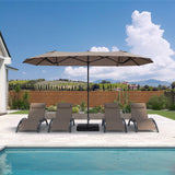 PURPLE LEAF Table Umbrella Double Sided Rectangular Patio Market Umbrella with Base