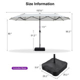 PURPLE LEAF Table Umbrella Double Sided Rectangular Patio Market Umbrella with Base