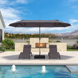 PURPLE LEAF Double-Sided Market Umbrella Large Rectangular Patio Umbrellas with Base