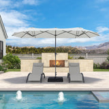 PURPLE LEAF Double-Sided Market Umbrella Large Rectangular Patio Umbrellas with Base