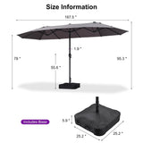 PURPLE LEAF Table Umbrella Double Sided Rectangular Patio Market Umbrella with Base