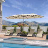 PURPLE LEAF Table Umbrella Double Sided Rectangular Patio Market Umbrella with Base