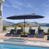 PURPLE LEAF Table Umbrella Double Sided Rectangular Patio Market Umbrella with Base