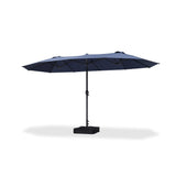 PURPLE LEAF Table Umbrella Double Sided Rectangular Patio Market Umbrella with Base