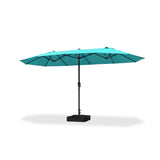 PURPLE LEAF Table Umbrella Double Sided Rectangular Patio Market Umbrella with Base