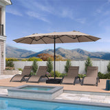 PURPLE LEAF Table Umbrella Double Sided Rectangular Patio Market Umbrella with Base
