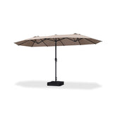 PURPLE LEAF Table Umbrella Double Sided Rectangular Patio Market Umbrella with Base