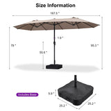 PURPLE LEAF Table Umbrella Double Sided Rectangular Patio Market Umbrella with Base
