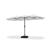 PURPLE LEAF Table Umbrella Double Sided Rectangular Patio Market Umbrella with Base