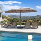 PURPLE LEAF Double-Sided Market Umbrella Large Rectangular Patio Umbrellas with Base