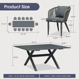 PURPLE LEAF Patio Dining Sets with Aluminum Frame Table & Handwoven Wicker Chairs Grey