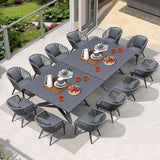 PURPLE LEAF Patio Dining Sets with Aluminum Frame Table & Handwoven Wicker Chairs Grey