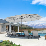 PURPLE LEAF Table Umbrella Double Sided Rectangular Patio Market Umbrella with Base