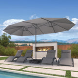 PURPLE LEAF Double-Sided Market Umbrella Large Rectangular Patio Umbrellas with Base