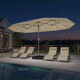 PURPLE LEAF Double-Sided Market Umbrella with Light Large Patio Umbrellas with Base