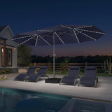 PURPLE LEAF Double-Sided Market Umbrella with Light Large Patio Umbrellas with Base