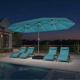 PURPLE LEAF Double-Sided Market Umbrella with Light Large Patio Umbrellas with Base