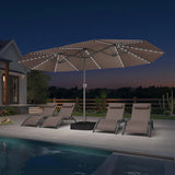PURPLE LEAF Double-Sided Market Umbrella with Light Large Patio Umbrellas with Base