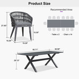 PURPLE LEAF Modern Outdoor Dining Table with 6/8/10 Seats, All-Weather Aluminum Table and Rattan Chairs with Cushions, Champagne