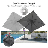 PURPLE LEAF UV Resistant Patio Umbrella with Base, Left-Right Tilt & 360° Swivel