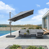 PURPLE LEAF UV Resistant Patio Umbrella with Base, Left-Right Tilt & 360° Swivel