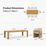 PURPLE LEAF Byron Outdoor Dining Set with Blended Olefin Cushion Aluminum Luxury Patio Furniture Dining Set All Weather Wicker Dining Sets for Backyard Deck, Teak