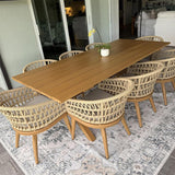 PURPLE LEAF Modern Outdoor Dining Table with 6/8/10 Seats, All-Weather Aluminum Table and Rattan Chairs with Cushions, Champagne