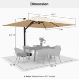 PURPLE LEAF Outdoor Sun Heavy Duty Large Cantilever Umbrella with Base