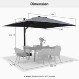 PURPLE LEAF Outdoor Sun Heavy Duty Large Cantilever Umbrella with Base