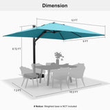 PURPLE LEAF Outdoor Sun Heavy Duty Large Cantilever Umbrella with Base