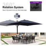 PURPLE LEAF Outdoor Sun Heavy Duty Large Cantilever Umbrella with Base