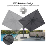 PURPLE LEAF UV Resistant Patio Umbrella with Base, Left-Right Tilt & 360° Swivel