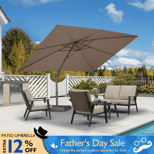 PURPLE LEAF Patio Cantilever Umbrella with Aluminum Offset Hanging for Pool Garden Deck