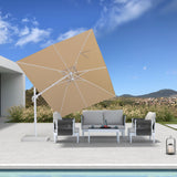 PURPLE LEAF White Outdoor Umbrella Left-Right Tilting Patio Cantilever Umbrella